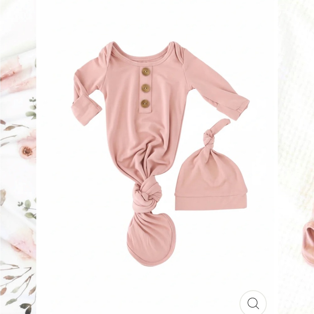 Caden Lane Baby Mauve Knot Gown and Hat